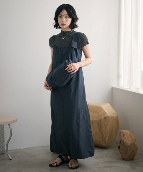 LAULEN(ローレン)の「cotton nylon code strap dress set /コードストラップキャミソールドレスバッグセット(ワンピース・レディース・ブラウン/ネイビー・FREE)」の2枚目の写真