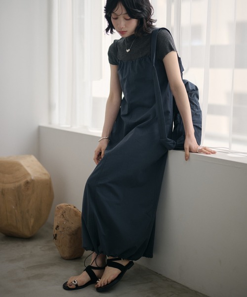 LAULEN(ローレン)の「cotton nylon code strap dress set /コードストラップキャミソールドレスバッグセット(ワンピース・レディース・ブラウン/ネイビー・FREE)」の20枚目の写真