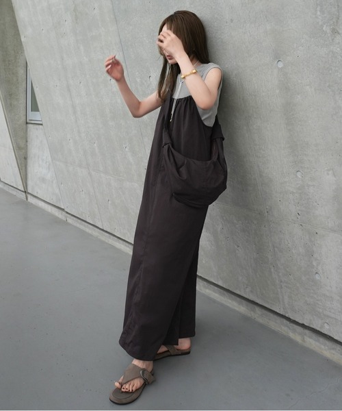 LAULEN(ローレン)の「cotton nylon code strap dress set /コードストラップキャミソールドレスバッグセット(ワンピース・レディース・ブラウン/ネイビー・FREE)」の6枚目の写真