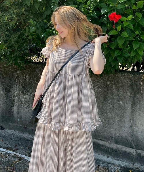 BLOOMING CHARM(ブルーミングチャーム)の「Frill Gather Puff Top(Tシャツ/カットソー・レディース・ブラック/ブラウン系その他/ピンク/ホワイト系その他・FREE)」の13枚目の写真