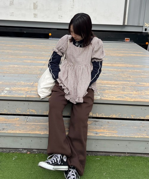 BLOOMING CHARM(ブルーミングチャーム)の「Frill Gather Puff Top(Tシャツ/カットソー・レディース・ブラック/ブラウン系その他/ピンク/ホワイト系その他・FREE)」の15枚目の写真