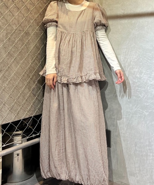 BLOOMING CHARM(ブルーミングチャーム)の「Frill Gather Puff Top(Tシャツ/カットソー・レディース・ブラック/ブラウン系その他/ピンク/ホワイト系その他・FREE)」の16枚目の写真