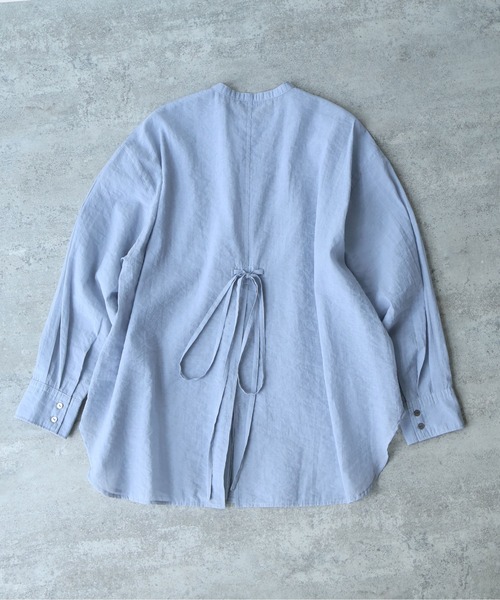 yuni(ユニ )の「Cotton Nylon sheer back ribbon shirt(シャツ/ブラウス・レディース・グレー/ブラック・FREE)」の11枚目の写真