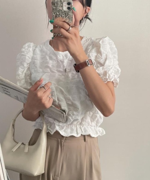 semplice(センプリチェ)の「Tシャツ【韓国ファッション】(Tシャツ/カットソー・レディース・ホワイト/ブラック・F)」の11枚目の写真