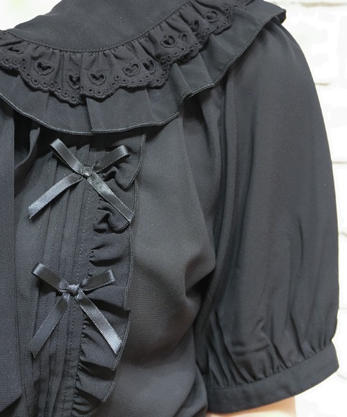 axes femme POETIQUE(アクシーズファムポエティック)の「リボン付きレース丸衿BL(シャツ/ブラウス・レディース・ブラック/サックスブルー/ホワイト・MEDIUM)」の15枚目の写真