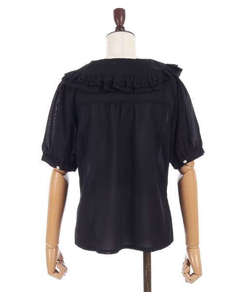 axes femme POETIQUE(アクシーズファムポエティック)の「リボン付きレース丸衿BL(シャツ/ブラウス・レディース・ブラック/サックスブルー/ホワイト・MEDIUM)」の4枚目の写真