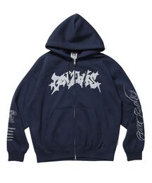 【BEN DAVIS(ベンデイビス)】SPIKY LOGO ZIP HOODIE / ジップフーディ ツイルワッペン 刺繍 フロントロゴ 裏起毛 ストリート カジュアル ユニセックス