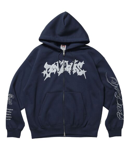 BEN DAVIS(ベンデイビス)の「【BEN DAVIS(ベンデイビス)】SPIKY LOGO ZIP HOODIE / ジップフーディ ツイルワッペン 刺繍 フロントロゴ 裏起毛 ストリート カジュアル ユニセックス(パーカー・メンズ・ネイビー/グレー/その他1/ブラック・LARGE/MEDIUM/X-LARGE)」の3枚目の写真