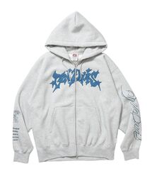 【BEN DAVIS(ベンデイビス)】SPIKY LOGO ZIP HOODIE / ジップフーディ ツイルワッペン 刺繍 フロントロゴ 裏起毛 ストリート カジュアル ユニセックス
