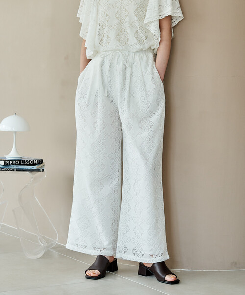 FREAK'S STORE(フリークスストア)の「総レースパンツ<セットアップ対応>(その他パンツ・レディース・オフホワイト/ブラック・フリ-)」の12枚目の写真