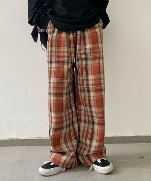 WARAIJOGO(ワライジョウゴ)の「【WARAIJOGO】チェック柄ルーズワイドレッグパンツ(NEZ)(その他パンツ・メンズ・ブルー/オレンジ・LARGE)」の17枚目の写真