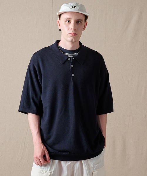 men's FUDGE×Eddie Bauer ウールニットポロシャツ（ポロシャツ