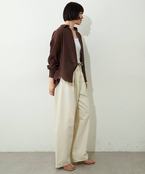Whim Gazette(ウィムガゼット)の「コットンガーゼシフォンシャツ/セットアップ可(シャツ/ブラウス・レディース・ブラウン/ベージュ・FREE)」の10枚目の写真