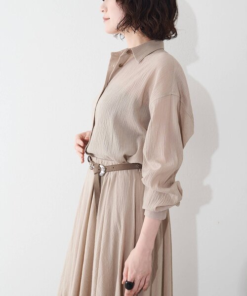 Whim Gazette(ウィムガゼット)の「コットンガーゼシフォンシャツ/セットアップ可(シャツ/ブラウス・レディース・ブラウン/ベージュ・FREE)」の15枚目の写真
