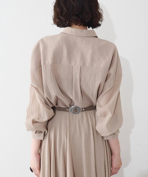 Whim Gazette(ウィムガゼット)の「コットンガーゼシフォンシャツ/セットアップ可(シャツ/ブラウス・レディース・ブラウン/ベージュ・FREE)」の18枚目の写真