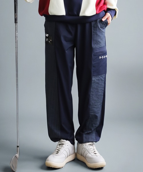 antiqua(アンティカ)の「【STCH】 サッカーチェック 切り替え ロゴパンツ(その他パンツ・レディース・ネイビー/グレー/ベージュ/ブラック・ML/LXL)」の4枚目の写真