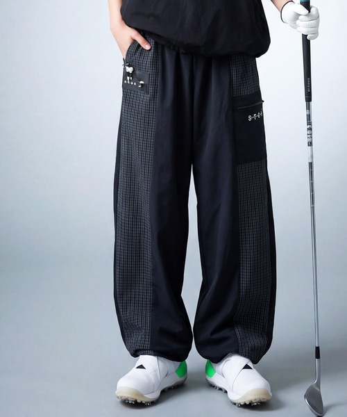 antiqua(アンティカ)の「【STCH】 サッカーチェック 切り替え ロゴパンツ(その他パンツ・レディース・ネイビー/グレー/ベージュ/ブラック・ML/LXL)」の1枚目の写真