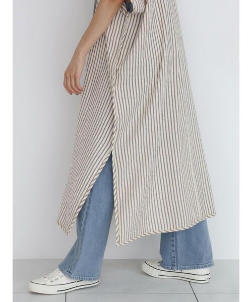 FIKA.(フィーカ)の「Striped skipper onepiece(ワンピース・レディース・グリーン系その他3/ベージュ/ホワイト/パープル系その他・MEDIUM)」の5枚目の写真