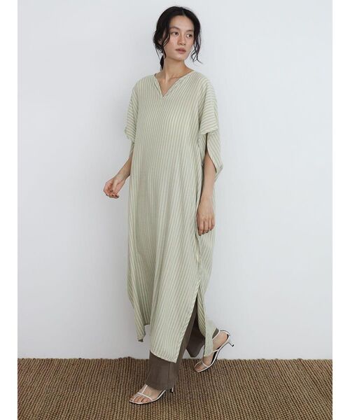 FIKA.(フィーカ)の「Striped skipper onepiece(ワンピース・レディース・グリーン系その他3/ベージュ/ホワイト/パープル系その他・MEDIUM)」の11枚目の写真