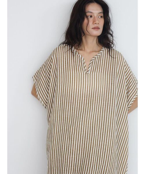 FIKA.(フィーカ)の「Striped skipper onepiece(ワンピース・レディース・グリーン系その他3/ベージュ/ホワイト/パープル系その他・MEDIUM)」の16枚目の写真