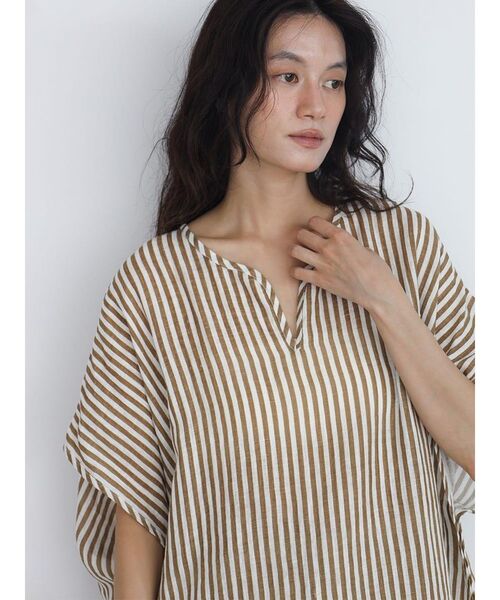 FIKA.(フィーカ)の「Striped skipper onepiece(ワンピース・レディース・グリーン系その他3/ベージュ/ホワイト/パープル系その他・MEDIUM)」の20枚目の写真