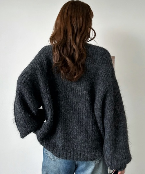 Eclat one(エクラワン)の「【Eclat one】畦編み メランジ モヘアタッチ ルーズニット(ニット/セーター・レディース・ブラウン/グリーン/チャコール/ネイビー・FREE)」の5枚目の写真