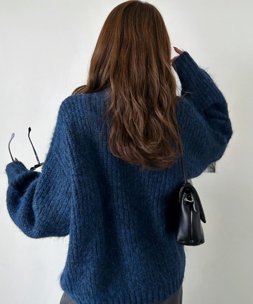 Eclat one(エクラワン)の「【Eclat one】畦編み メランジ モヘアタッチ ルーズニット(ニット/セーター・レディース・ブラウン/グリーン/チャコール/ネイビー・FREE)」の17枚目の写真