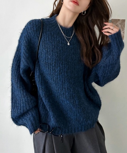 Eclat one(エクラワン)の「【Eclat one】畦編み メランジ モヘアタッチ ルーズニット(ニット/セーター・レディース・ブラウン/グリーン/チャコール/ネイビー・FREE)」の21枚目の写真