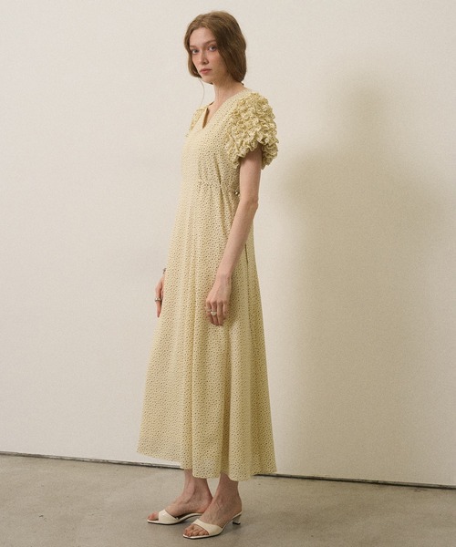 MIELI INVARIANT(ミエリインヴァリアント)の「Color Dot Frill Dress(ワンピース・レディース・ブラック/ネイビー/イエロー・FREE)」の6枚目の写真