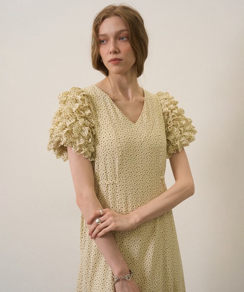 MIELI INVARIANT(ミエリインヴァリアント)の「Color Dot Frill Dress(ワンピース・レディース・ブラック/ネイビー/イエロー・FREE)」の20枚目の写真