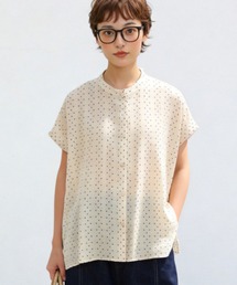 Sew loop（ソーループ）の「麻混ルーズフィットの小さなスクエア柄半袖ブラウス（シャツ/ブラウス）」