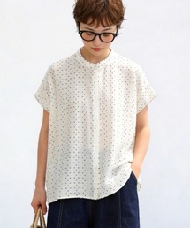 Sew loop（ソーループ）の「麻混ルーズフィットの小さなスクエア柄半袖ブラウス（シャツ/ブラウス）」