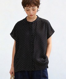Sew loop（ソーループ）の「麻混ルーズフィットの小さなスクエア柄半袖ブラウス（シャツ/ブラウス）」
