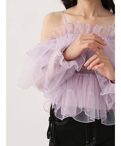 SNIDEL(スナイデル)の「オフショルギャザーブラウス(シャツ/ブラウス・レディース・ラベンダー/ブラック/キャメル/アイボリー・F)」の15枚目の写真