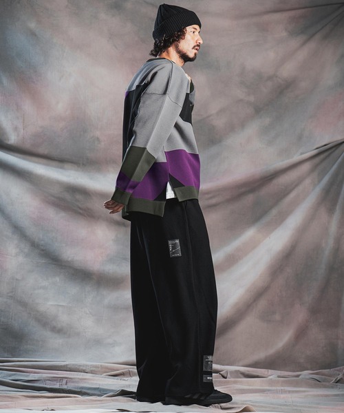 ANGENEHM（アンゲネーム）の「mn3293-Panel Jacquard Airy Knit Long-Sleeve Crew ニット(AG07-026acg)（ニット/セーター・メンズ・ネイビー/ダークカーキ/ブラック/ミックスグレー・S/M/L）」の17枚目の写真