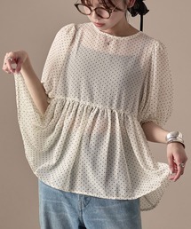 Fashion Letter | シアードット パフスリーブブラウス(シャツ/ブラウス)