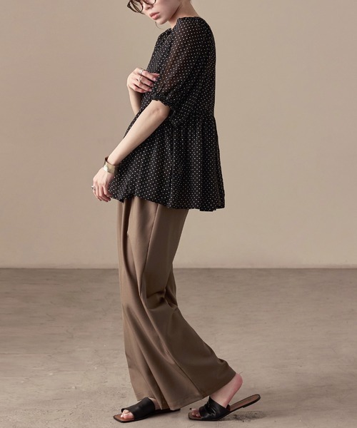 Fashion Letter(ファッションレター)の「シアードット パフスリーブブラウス(シャツ/ブラウス・レディース・アイボリー/ブラック・M)」の7枚目の写真