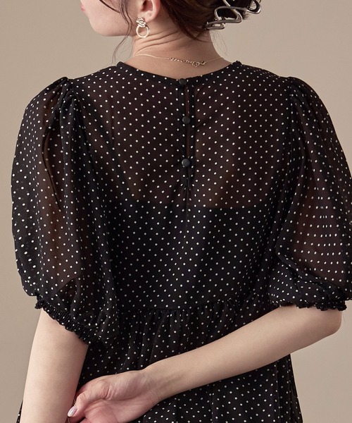 Fashion Letter(ファッションレター)の「シアードット パフスリーブブラウス(シャツ/ブラウス・レディース・アイボリー/ブラック・M)」の10枚目の写真