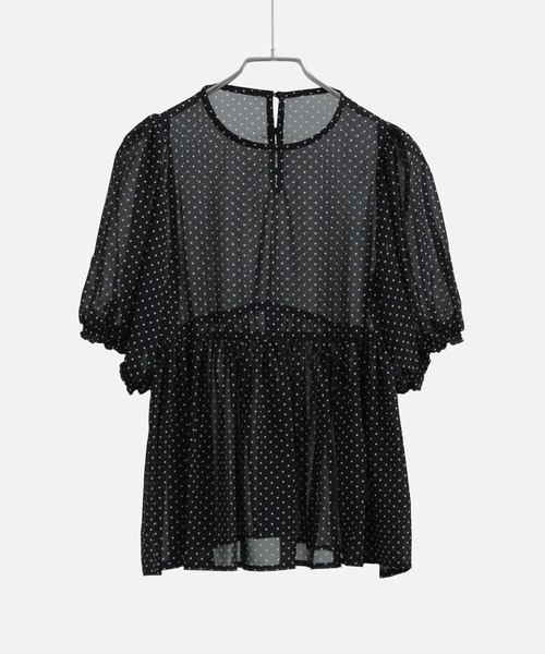 Fashion Letter(ファッションレター)の「シアードット パフスリーブブラウス(シャツ/ブラウス・レディース・アイボリー/ブラック・M)」の11枚目の写真