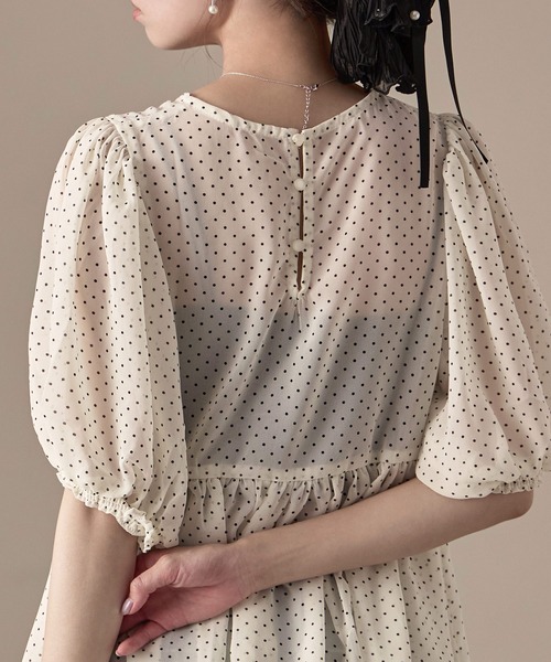 Fashion Letter(ファッションレター)の「シアードット パフスリーブブラウス(シャツ/ブラウス・レディース・アイボリー/ブラック・M)」の19枚目の写真