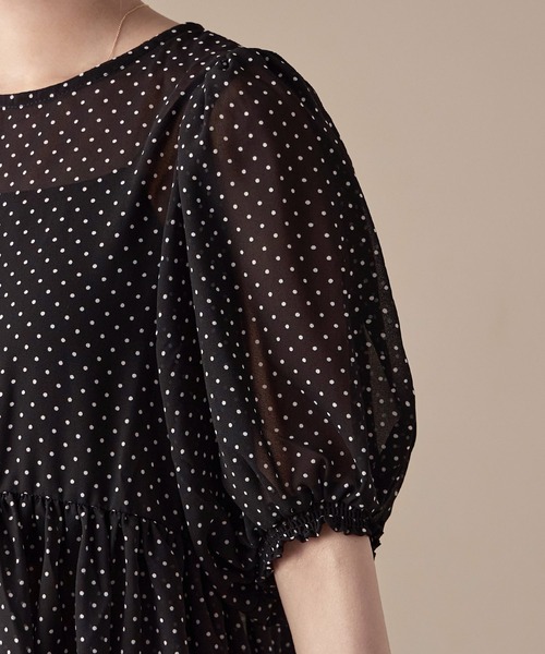 Fashion Letter(ファッションレター)の「シアードット パフスリーブブラウス(シャツ/ブラウス・レディース・アイボリー/ブラック・M)」の22枚目の写真