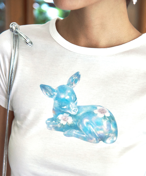 CENTAUR.KR(セントール)の「BAMBI HALF SLEEVE CROP T-SHIRT_WHITE(Tシャツ/カットソー・レディース・その他・FREE)」の3枚目の写真