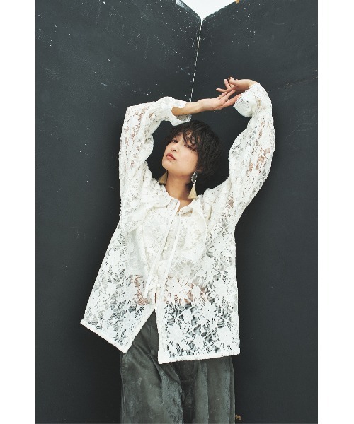 MUUNAA(ムウナ)の「ヴィンテージライクレースブラウス(シャツ/ブラウス・レディース・ブラック/ホワイト・F)」の11枚目の写真