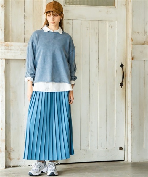 Maison INNESS(メゾンアイネス)の「ボリュームワイドプリーツスカート(防しわ・UVカット)<大きいサイズ有>(スカート・レディース・ブルー/グレー・5L/4L/3L/LL/L/M/S)」の11枚目の写真
