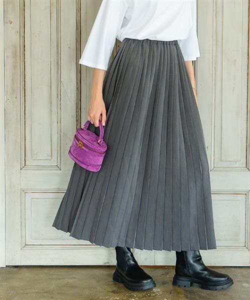 Maison INNESS(メゾンアイネス)の「ボリュームワイドプリーツスカート(防しわ・UVカット)<大きいサイズ有>(スカート・レディース・ブルー/グレー・5L/4L/3L/LL/L/M/S)」の14枚目の写真