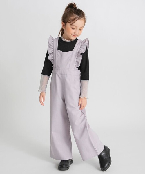 BRANSHES(ブランシェス)の「【プチレディ】バックリボンサロペット(サロペット/オーバーオール・キッズ・ブラック/グレー・120/110/130/100/140/150)」の3枚目の写真