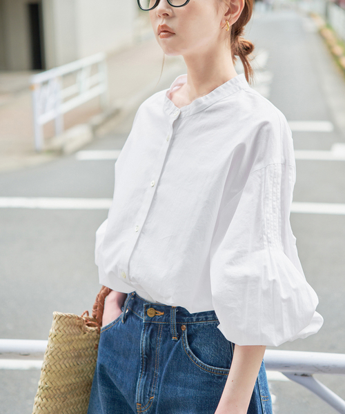 SLOBE IENA(スローブイエナ)の「《WEB限定カラーあり/追加》ピンタックバルーンスリーブブラウス(シャツ/ブラウス・レディース・ベージュ/ホワイト/ブルー/ブラック系その他・FREE)」の17枚目の写真