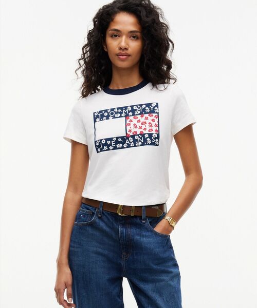 tommy jeans(トミー ジーンズ)の「レギュラーノベルティリンガーTシャツ(Tシャツ/カットソー・レディース・ネイビー/ホワイト・SMALL/X-SMALL/MEDIUM)」の2枚目の写真