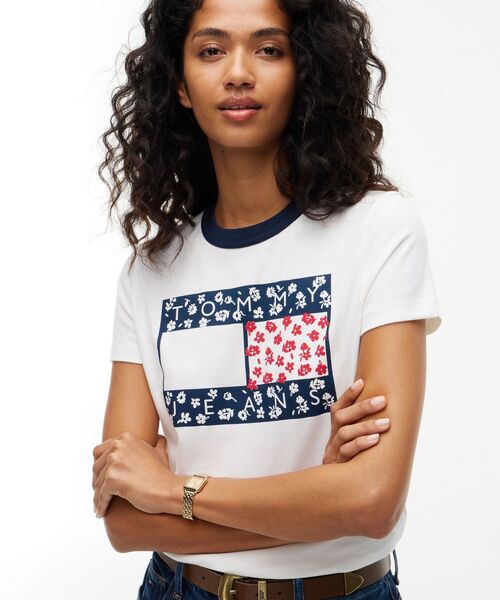 tommy jeans(トミー ジーンズ)の「レギュラーノベルティリンガーTシャツ(Tシャツ/カットソー・レディース・ネイビー/ホワイト・SMALL/X-SMALL/MEDIUM)」の8枚目の写真