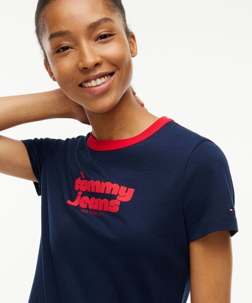 tommy jeans(トミー ジーンズ)の「レギュラーノベルティリンガーTシャツ(Tシャツ/カットソー・レディース・ネイビー/ホワイト・SMALL/X-SMALL/MEDIUM)」の14枚目の写真